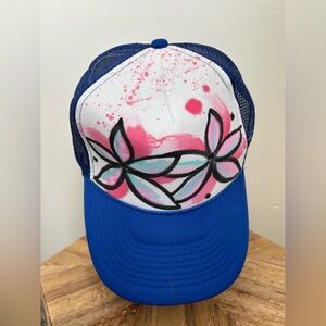 Vans x Pnut Greg Galinsky Collab White Pink Blue Floral Trucker Hat
